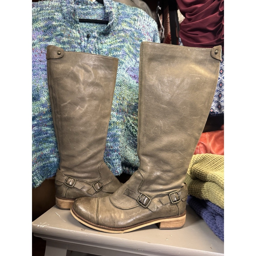 Anthropology SCHULER & SONS Drew Moss-Green Leather Size EU 38 9 US Riding Boots